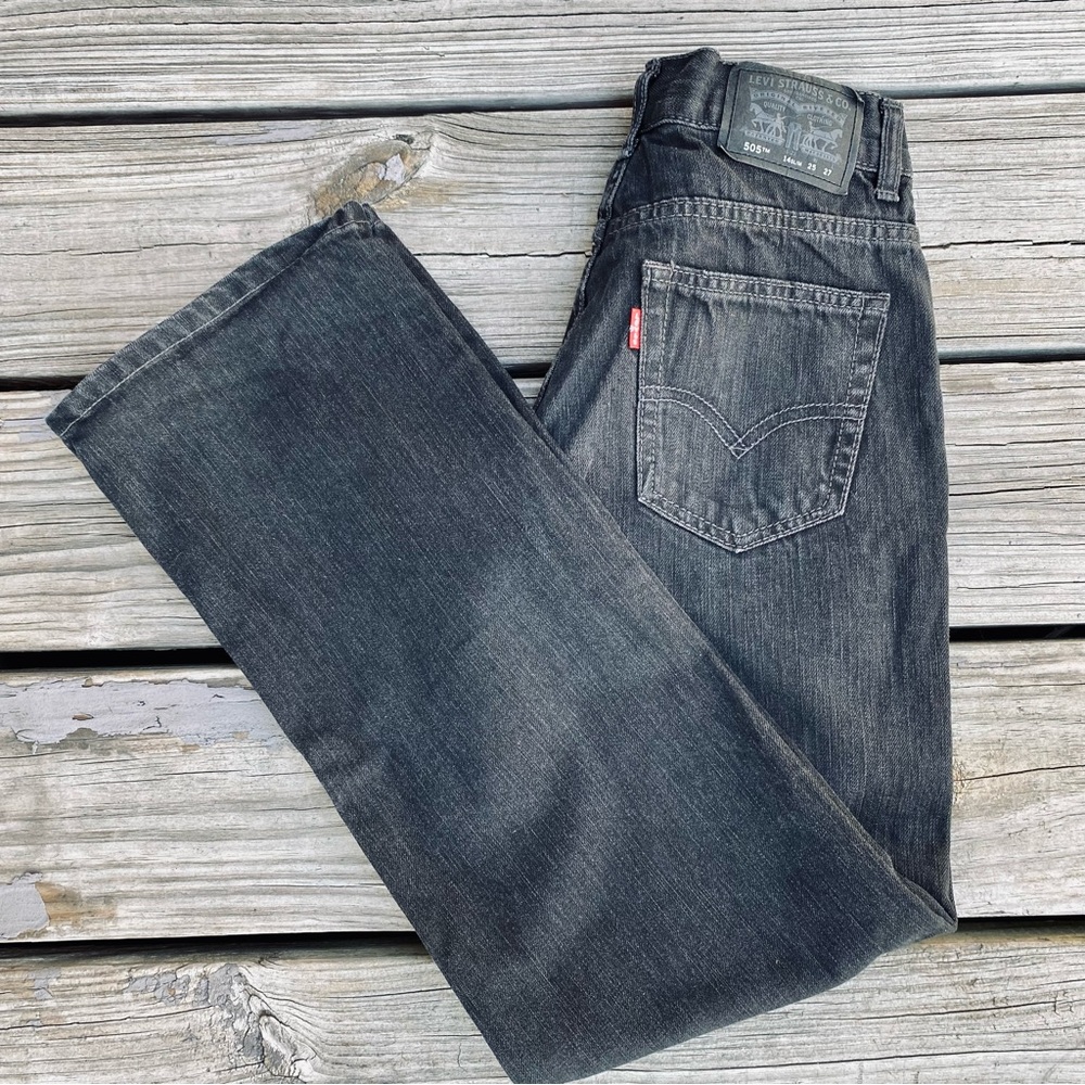 Levi’s Youth 505 Jeans 14 slim 25x27 Black Denim Pants